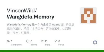 【开源自荐】Wangdefa.Memory — 本地存储优先的 Agent 五层记忆体组件